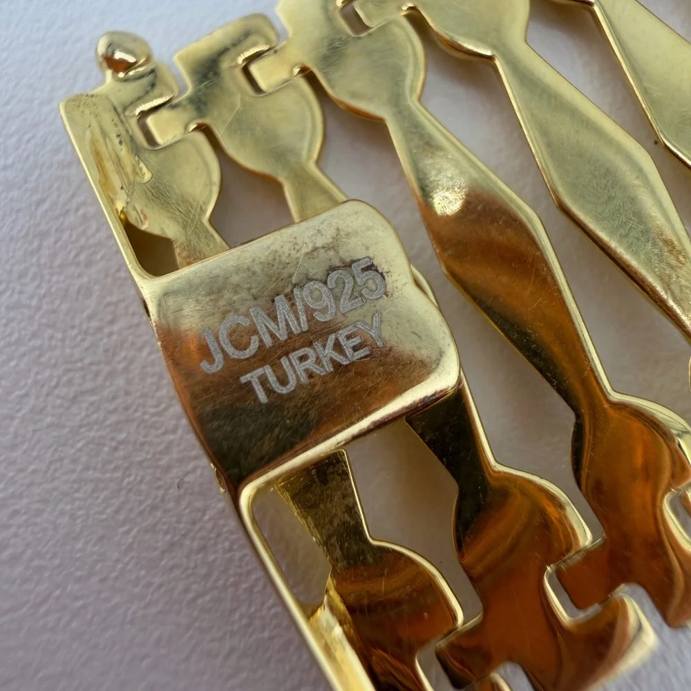 Vintage Jacmel Mauritius 18K Gold Vermeil 925 Wide Gate Link Bracelet